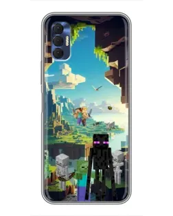 Чехол для TECNO Spark 8P с картинкой «Эндермен в лесу»
