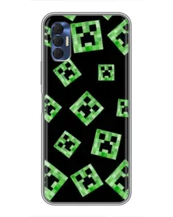 Чехол для TECNO Spark 8P с картинкой «Паттерн с криперами»