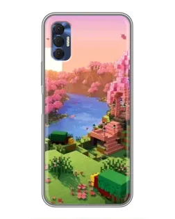 Чехол для TECNO Spark 8P с картинкой «Розовое дерево Minecraft»
