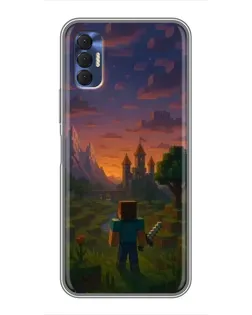 Чехол для TECNO Spark 8P с картинкой «Стив у башни»