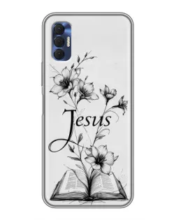 Чехол для TECNO Spark 8P с картинкой «Цветы и Библия»