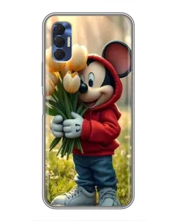 Чехол для TECNO Spark 8P с картинкой «Микки с тюльпанами» Чехол для TECNO Spark 8P с картинкой «Микки с тюльпанами»