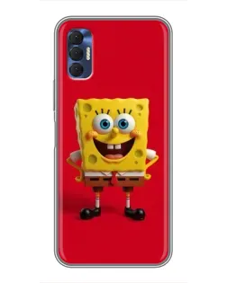 Чехол для TECNO Spark 8P с картинкой «Спанч Боб на красном»