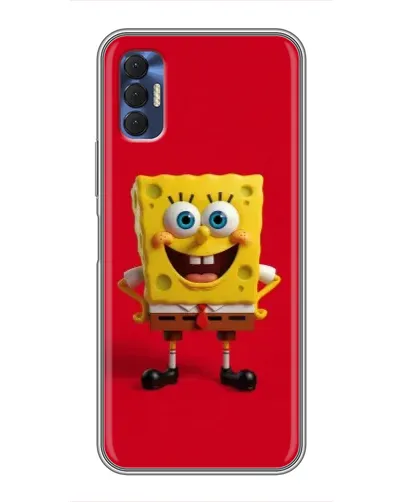 Чехол для TECNO Spark 8P с картинкой «Спанч Боб на красном»