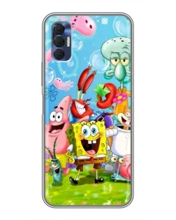 Чохол для TECNO Spark 8P з картинкою «Губка Боб та друзі»