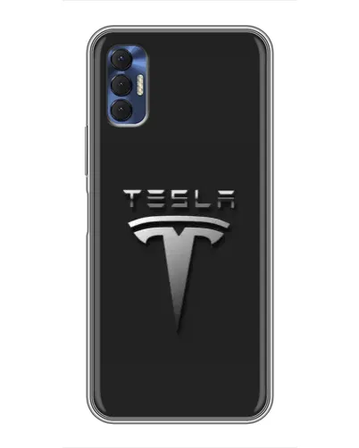 Чехол для TECNO Spark 8P с картинкой «Стальной логотип Tesla»
