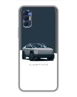 Чехол для TECNO Spark 8P с картинкой «Серебристый Cybertruck Tesla»