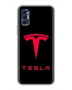 Чехол для TECNO Spark 8P с картинкой «Tesla Red Logo»