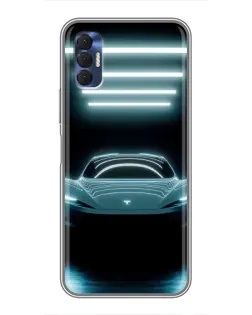 Чехол для TECNO Spark 8P с картинкой «Tesla в неоне»