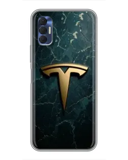 Чехол для TECNO Spark 8P с картинкой «Мраморная Tesla Gold»