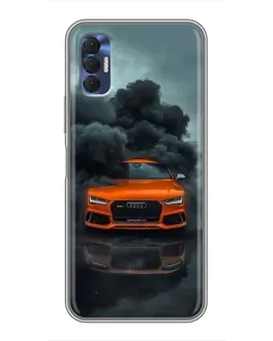 Чохол для TECNO Spark 8P з картинкою «Audi у хмарах диму»