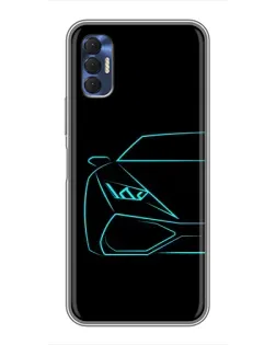 Чохол для TECNO Spark 8P з картинкою «Блакитний силует Lamborghini»