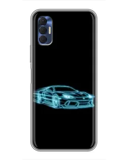 Чохол для TECNO Spark 8P з картинкою «Неоновий контур Lamborghini»