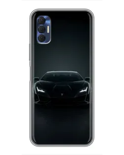 Чохол для TECNO Spark 8P з картинкою «Чорний Lamborghini Aventador»