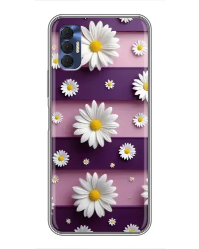 Чохол для TECNO Spark 8P з картинкою «Ромашки на фіолетовому»