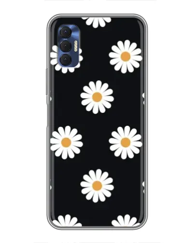 Чохол для TECNO Spark 8P з картинкою «Ромашки на чорному»
