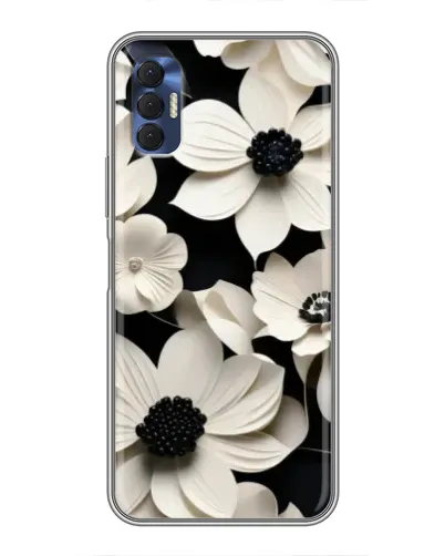 Чохол для TECNO Spark 8P з картинкою «Об'ємні білі квіти»