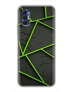Чохол для TECNO Spark 8P з картинкою «Зелені геометричні лінії»