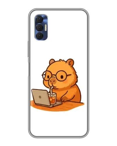 Чехол для TECNO Spark 8P с картинкой «Капибара с ноутбуком»