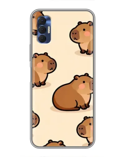 Чехол для TECNO Spark 8P с картинкой «Паттерн милых капибар»