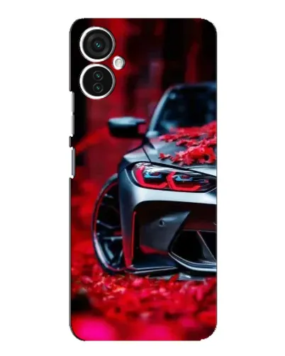 Чохол для TECNO Spark 9 Pro з картинкою «Спортивна BMW та квіти»