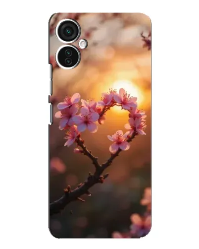 Чохол для TECNO Spark 9 Pro з картинкою «Рожевий цвіт  сердечко на тлі заходу»