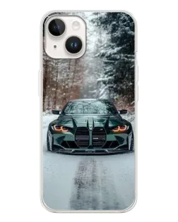 Чохол для TECNO Spark Go 1 з картинкою «BMW у зимовому лісі»