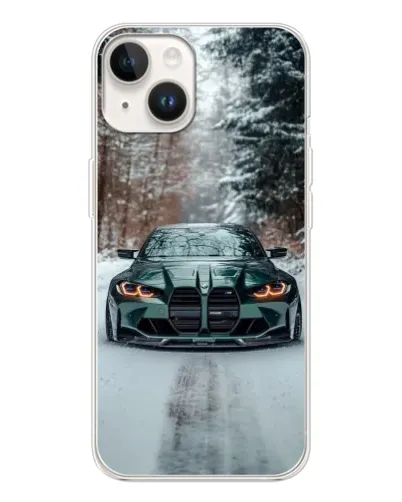 Чохол для TECNO Spark Go 1 з картинкою «BMW у зимовому лісі»