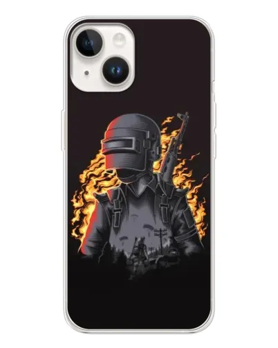 Чехол для TECNO Spark Go 1 с картинкой «PUBG — огненный силуэт»