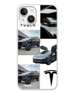 Чехол для TECNO Spark Go 1 с картинкой «Коллаж Cybertruck Tesla»