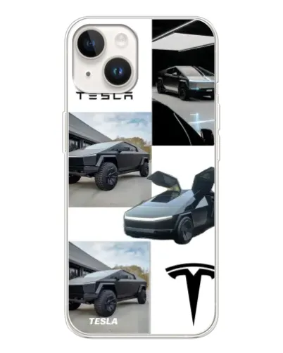 Чехол для TECNO Spark Go 1 с картинкой «Коллаж Cybertruck Tesla»