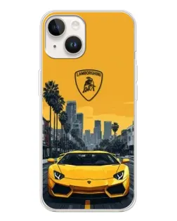 Чохол для TECNO Spark Go 1 з картинкою «Жовтий Lamborghini місто»