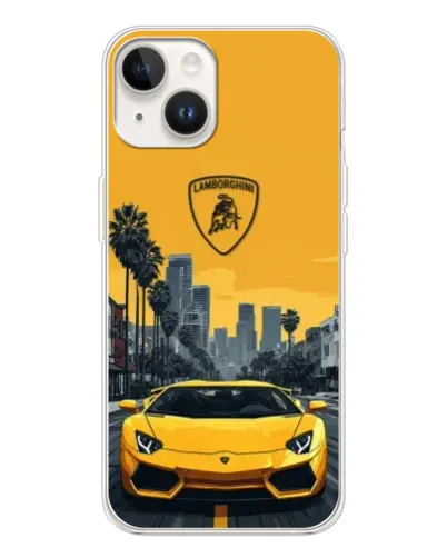 Чохол для TECNO Spark Go 1 з картинкою «Жовтий Lamborghini місто»