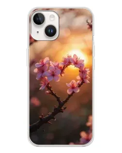 Чехол для TECNO Spark Go 1 с картинкой «Розовый цвет сердце на фоне заката»