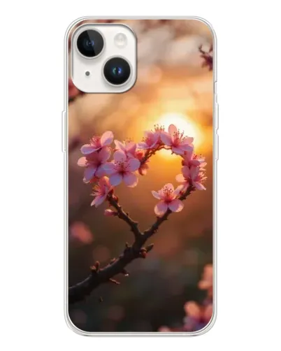 Чехол для TECNO Spark Go 1 с картинкой «Розовый цвет сердце на фоне заката»