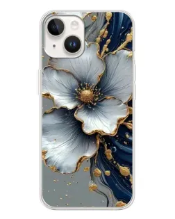 Чехол для TECNO Spark Go 1 с картинкой «Белый цветок и золотой флюид»