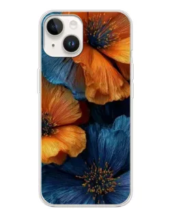 Чехол для TECNO Spark Go 1 с картинкой «Яркая сине-оранжевая флора»