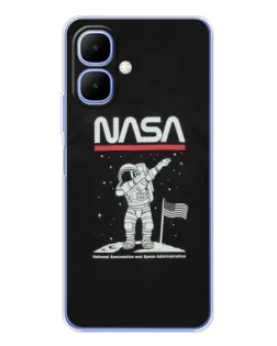 Чехол для TECNO Spark Go 2 с картинкой «NASA — шагаем по Луне»