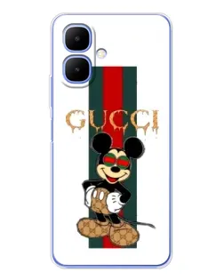 Чехол для TECNO Spark Go 2 с картинкой «Микки Маус Gucci — полосы»