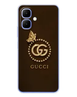 Чехол для TECNO Spark Go 2 с картинкой «Gucci — золотая бабочка»