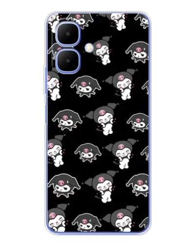 Чехол для TECNO Spark Go 2 с картинкой «Черный паттерн Kuromi»
