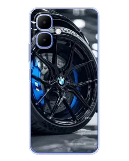 Чехол для TECNO Spark Go 2 с картинкой «Колесо BMW вблизи»
