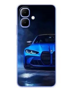 Чехол для TECNO Spark Go 2 с картинкой «Голубая BMW M4»