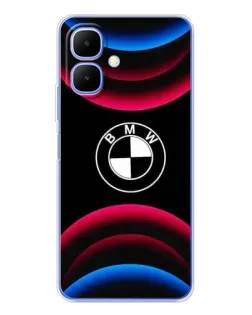 Чехол для TECNO Spark Go 2 с картинкой «Логотип BMW и неоновые дуги»