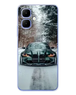 Чехол для TECNO Spark Go 2 с картинкой «BMW в зимнем лесу»