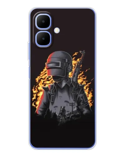 Чехол для TECNO Spark Go 2 с картинкой «PUBG — огненный силуэт»