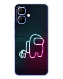 Чехол для TECNO Spark Go 2 с картинкой «Among Us неон-арт»