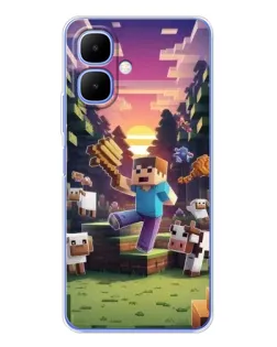 Чехол для TECNO Spark Go 2 с картинкой «Стив на ферме»