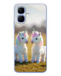 Чехол для TECNO Spark Go 2 с картинкой «Пара единорогов»