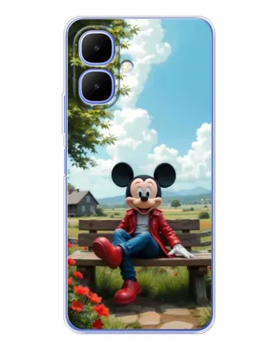 Чехол для TECNO Spark Go 2 с картинкой «Микки на скамейке»